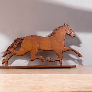 Vintage Wood Carved Horse Equestrian Wall Hanging Decor Cowboy